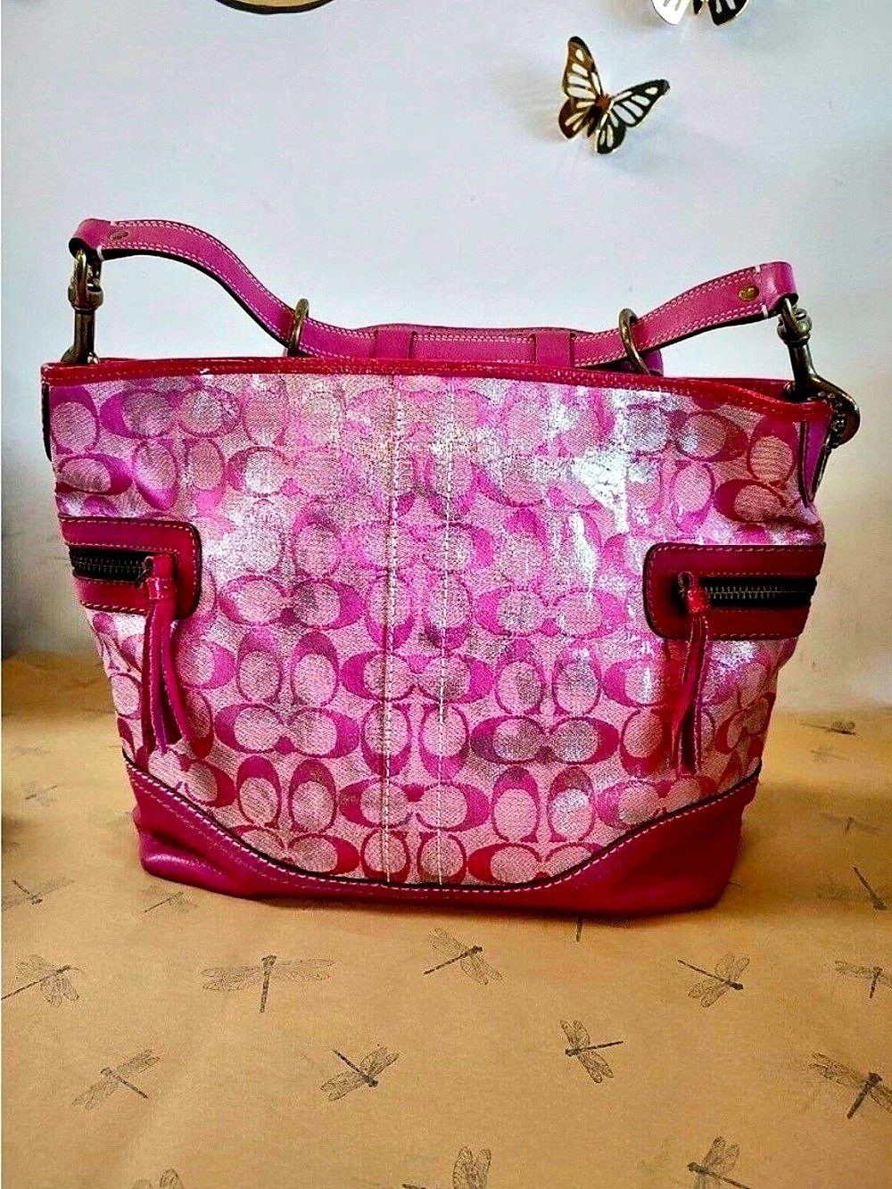 Coach Glitter Signature Shoulder Bag